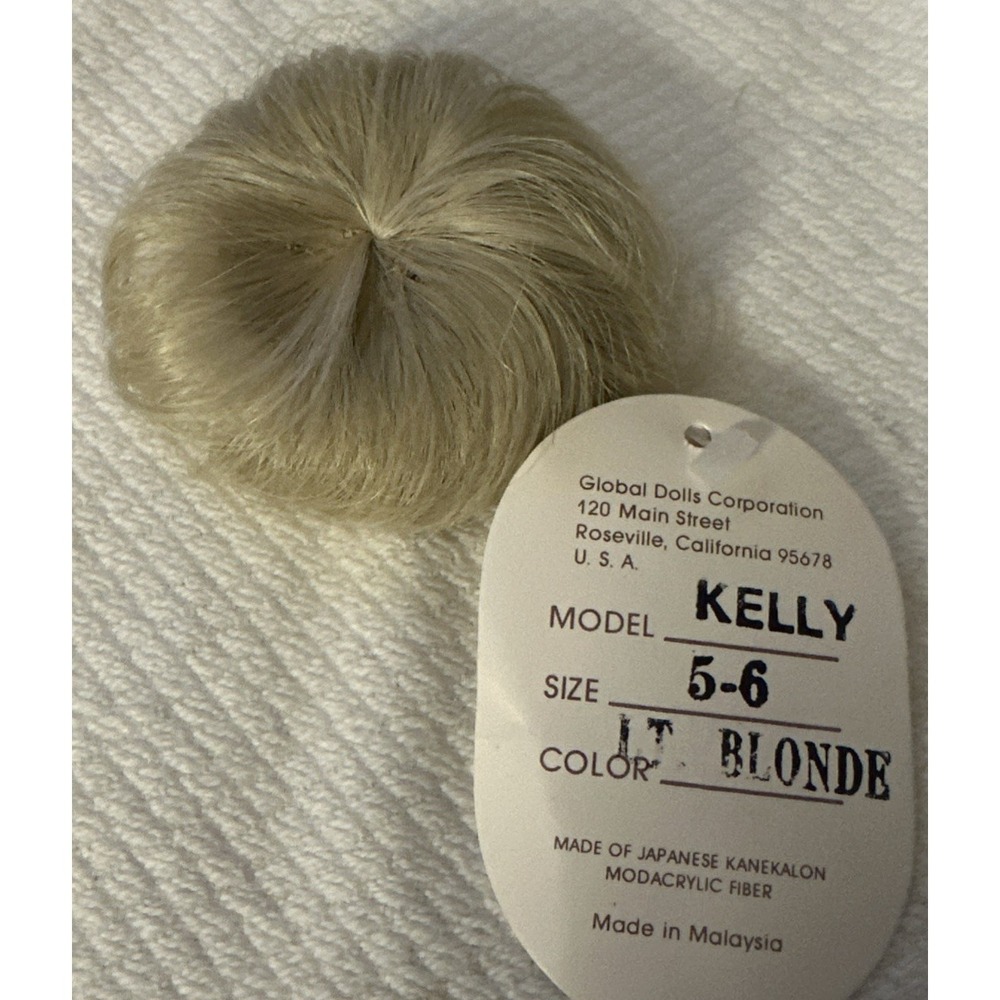 Global Kelly Doll Wig Sz 5-6 Lt Blonde Japanese Kanekalon Modacrylic Vtg NOS